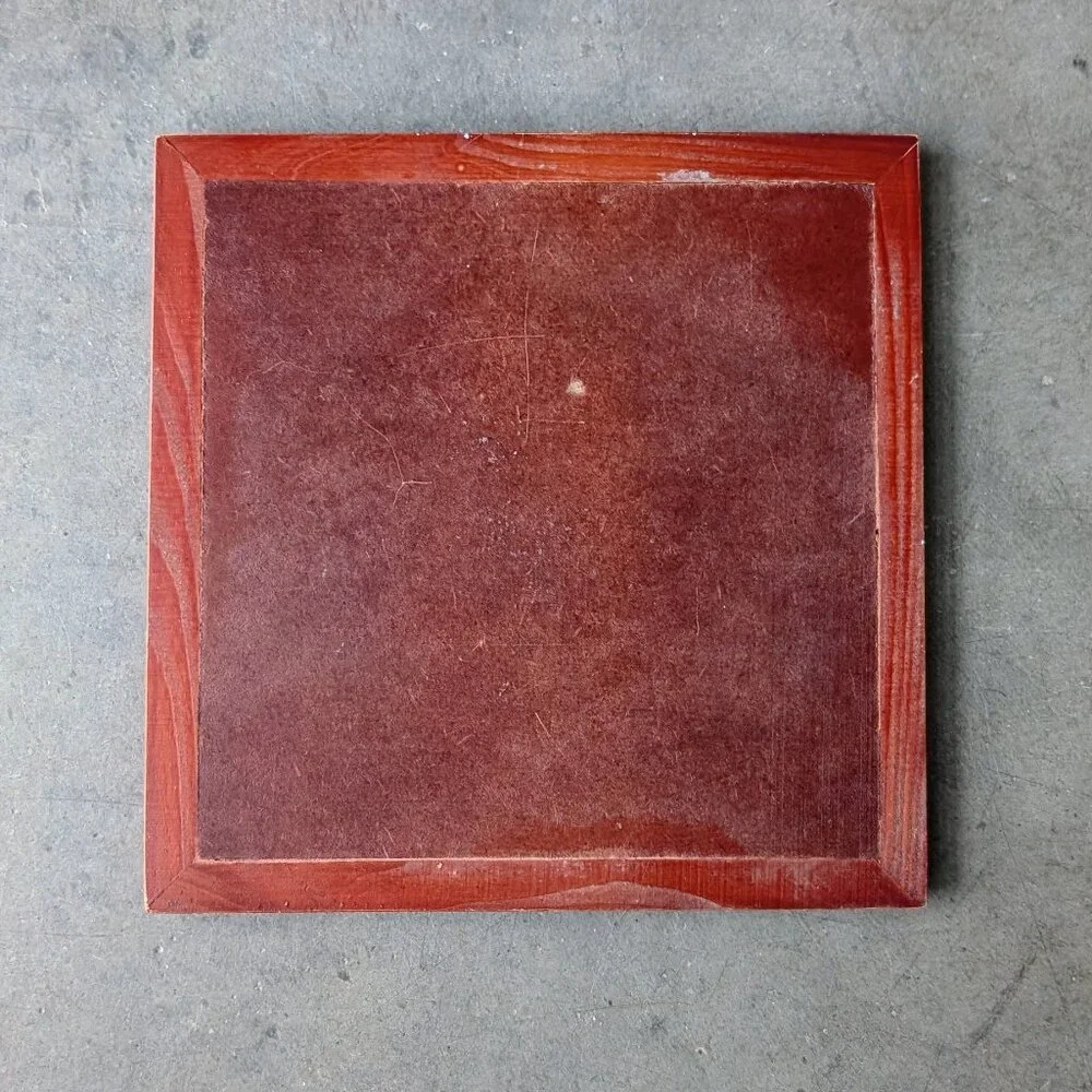 Vintage 2006 Linda Chapman Orange Floral Poppy Ceramic Wood Kitchen Trivet